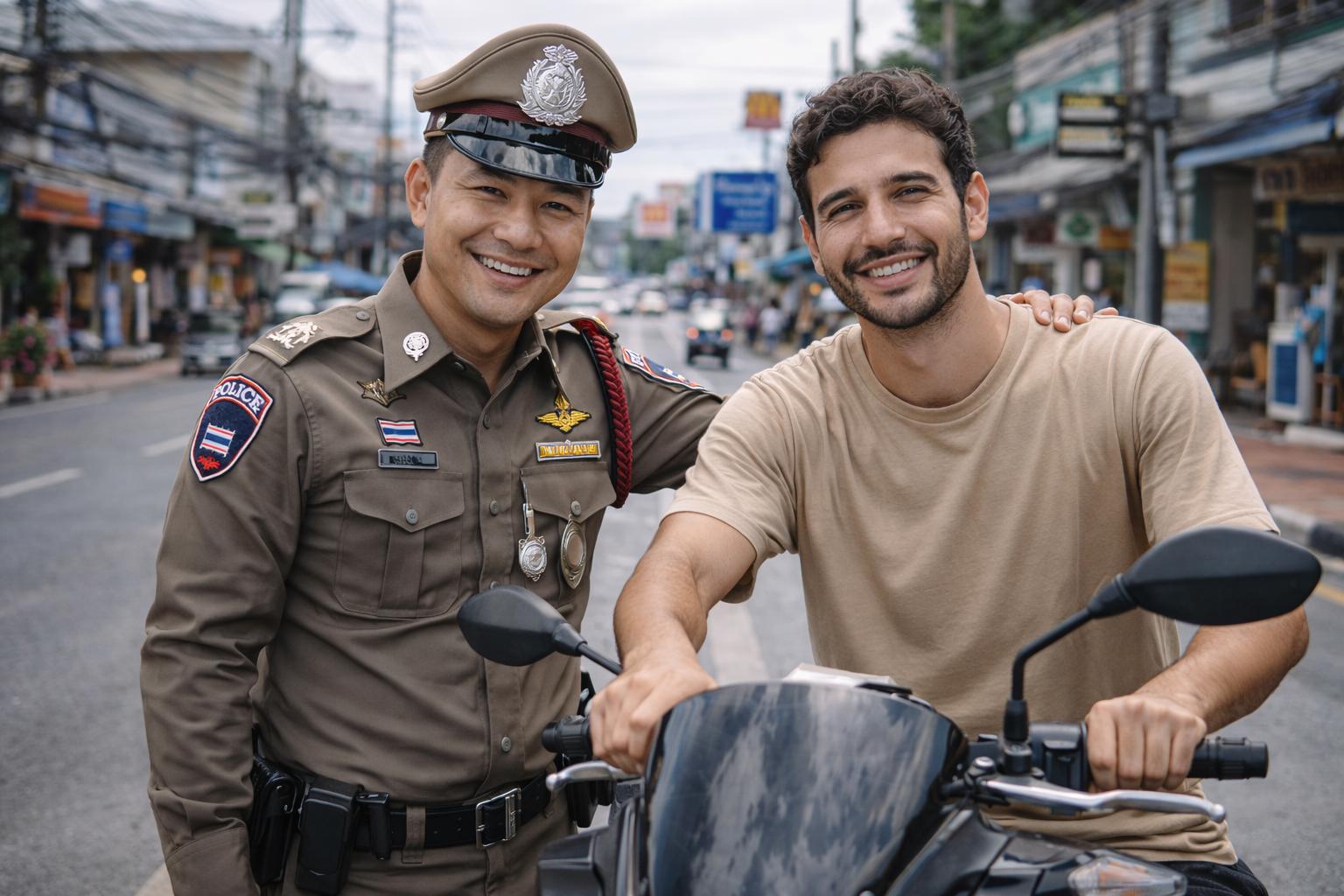 Tourist with Thai police