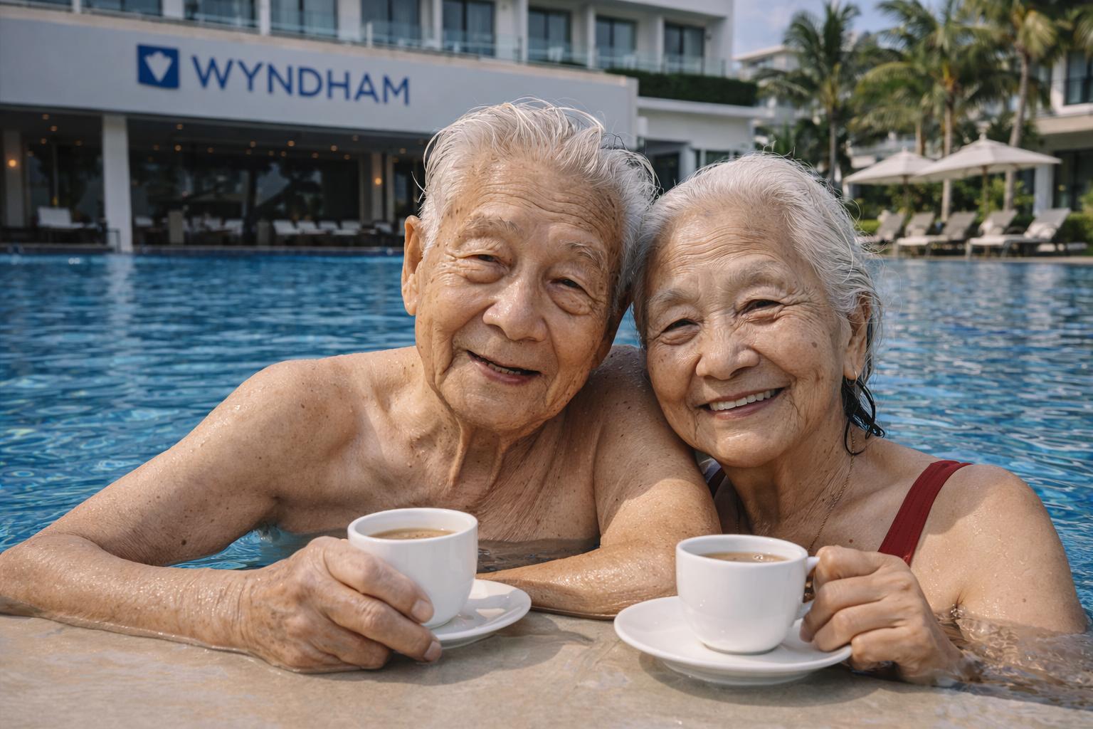 Couple at Wyndham pool